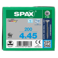 SPAX SPAANPLAATSCHROEF RVS TORX 4.0 X 45(200 ST.)