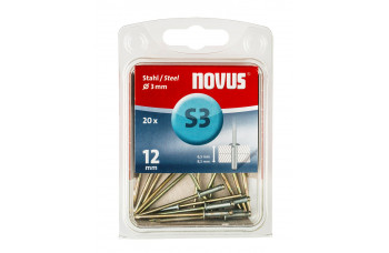 NOVUS BLINDKLINKNAGEL S3 X 12MM, STAAL S3, 20 ST.