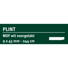 LWK: GREENLINE MDF PLINT 9 X 45 MM WIT GEGROND 244 CM