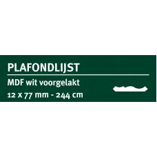 LWK: GREENLINE MDF PLAFONDLIJST 12 X 77 MM WIT GEGROND 244 CM