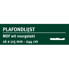 LWK: GREENLINE MDF PLAFONDLIJST 16 X 115 MM WIT GEGROND 244 CM