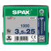 SPAX SPAANPLAATSCHROEF 3,5X25 MM VOLDRAAD VZ PK TORX T20 DOOS 1000 ST.