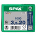 SPAX SPAANPLAATSCHROEF 3,5X20 MM VOLDRAAD VZ PK TORX T20 DOOS 1000 ST.