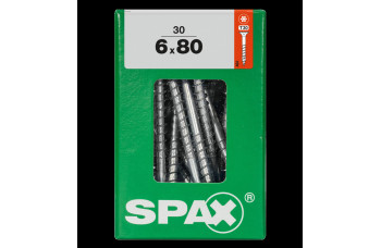 SPAX SPAANPLAATSCHROEF 6X80 MM DEELDRAAD VZ PK TORX T30 DOOS 30 ST.