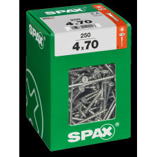 SPAX SPAANPLAATSCHROEF 4X70 MM DEELDRAAD VZ PK TORX T20 DOOS 250 ST.