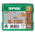 SPAX HI.FORCE SCHROEF 8X120 MM VOLDR VZ TELLERKOP TORX T40 DS 50 ST.