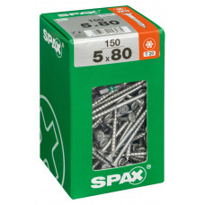 SPAX SPAANPLAATSCHROEF 5X80 MM DEELDRAAD VZ PK TORX T20 DOOS 150 ST.