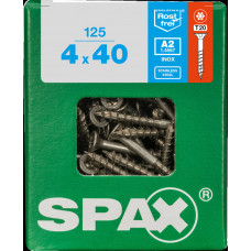 SPAX SPAANPLAATSCHROEF 4X40 MM DEELDRAAD RVS PK TORX T20 DOOS 125 ST.