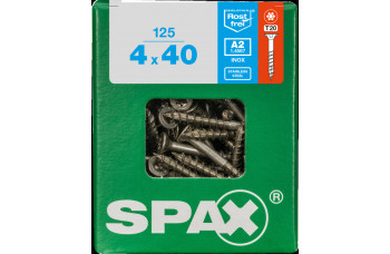 SPAX SPAANPLAATSCHROEF 4X40 MM DEELDRAAD RVS PK TORX T20 DOOS 125 ST.