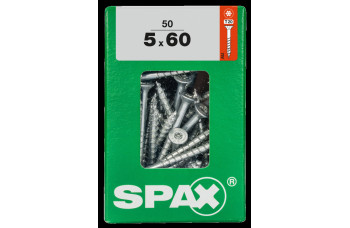 SPAX SPAANPLAATSCHROEF 5X60 MM DEELDRAAD VZ PK TORX T20 DOOS 50 ST.