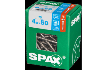 SPAX SPAANPLAATSCHROEF 4,5X50 MM DEELDRAAD RVS PK TORX T20 DOOS 75 ST.