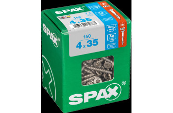 SPAX SPAANPLAATSCHROEF 4X35 MM DEELDRAAD RVS PK TORX T20 DOOS 150 ST.