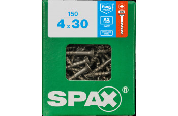 SPAX SPAANPLAATSCHROEF 4X30 MM DEELDRAAD RVS PK TORX T20 DOOS 150 ST.