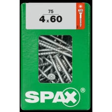 SPAX SPAANPLAATSCHROEF 4X60 MM DEELDRAAD VZ PK TORX T20 DOOS 75 ST.