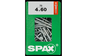 SPAX SPAANPLAATSCHROEF 4X60 MM DEELDRAAD VZ PK TORX T20 DOOS 75 ST.