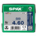 SPAX SPAANPLAATSCHROEF 4X60 MM DEELDRAAD VZ PK TORX T20 DOOS 500 ST.