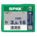 SPAX SPAANPLAATSCHROEF 3,5X16 MM VOLDRAAD VZ PK TORX T20 DOOS 1000 ST.