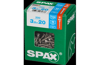 SPAX SPAANPLAATSCHROEF 3,5X20 MM VOLDRAAD RVS PK TORX T15 DOOS 200 ST.