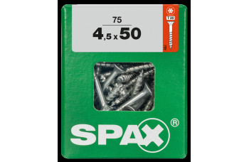 SPAX SPAANPLAATSCHROEF 4,5X50 MM DEELDRAAD VZ PK TORX T20 DOOS 75 ST.