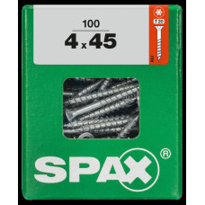 SPAX SPAANPLAATSCHROEF 4X45 MM DEELDRAAD VZ PK TORX T20 DOOS 100 ST.