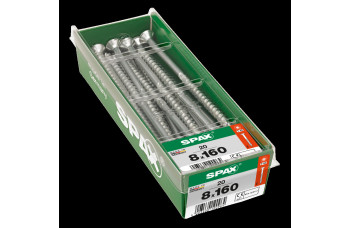 SPAX HOUTCONSTRUCTIESCHROEF 8X160MM DEELDR VZ PK TORX T40 DOOS 20 ST.