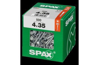 SPAX SPAANPLAATSCHROEF 4X35 MM DEELDRAAD VZ PK TORX T20 DOOS 500 ST.