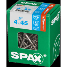 SPAX SPAANPLAATSCHROEF 4X45 MM DEELDRAAD RVS PK TORX T20 DOOS 100 ST.