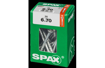 SPAX SPAANPLAATSCHROEF 6X70 MM DEELDRAAD VZ PK TORX T30 DOOS 30 ST.