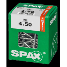 SPAX SPAANPLAATSCHROEF 4X50 MM DEELDRAAD VZ PK TORX T20 DOOS 100 ST.