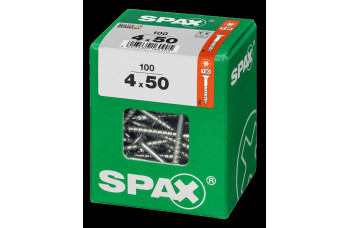 SPAX SPAANPLAATSCHROEF 4X50 MM DEELDRAAD VZ PK TORX T20 DOOS 100 ST.