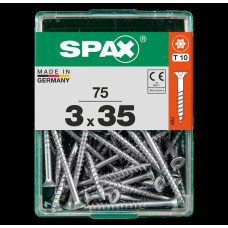 SPAX SPAANPLAATSCHROEF 3X35 MM DEELDRAAD VZ PK TORX T10 DOOS 75 ST.