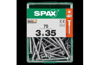 SPAX SPAANPLAATSCHROEF 3X35 MM DEELDRAAD VZ PK TORX T10 DOOS 75 ST.