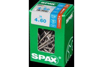 SPAX SPAANPLAATSCHROEF 4X60 MM DEELDRAAD RVS PK TORX T20 DOOS 75 ST.