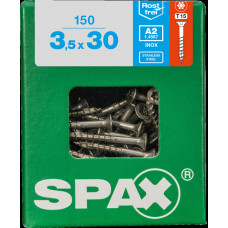 SPAX SPAANPLAATSCHROEF 3,5X30 MM DEELDR RVS PK TORX T15 DOOS 150 ST.