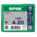 SPAX SPAANPLAATSCHROEF 4X20 MM VOLDRAAD VZ PK KRUIS PZ2 DOOS 1000 ST.