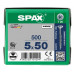 SPAX SPAANPLAATSCHROEF 5X50 MM DEELDRAAD VZ PK TORX T20 DOOS 500 ST.