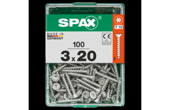 SPAX SPAANPLAATSCHROEF 3X20 MM VOLDRAAD VZ PK TORX T10 DOOS 100 ST.