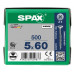 SPAX SPAANPLAATSCHROEF 5X60 MM DEELDRAAD VZ PK KRUIS PZ2 DOOS 500 ST.