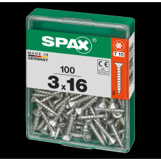 SPAX SPAANPLAATSCHROEF 3X16 MM VOLDRAAD VZ PK TORX T10 DOOS 100 ST.