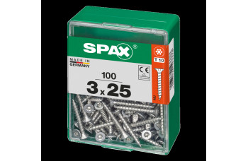 SPAX SPAANPLAATSCHROEF 3X25 MM VOLDRAAD VZ PK TORX T10, DOOS 100 ST.