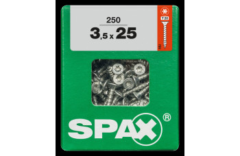 SPAX SPAANPLAATSCHROEF 3,5X25 MM VOLDRAAD VZ PK TORX T20 DOOS 250 ST.