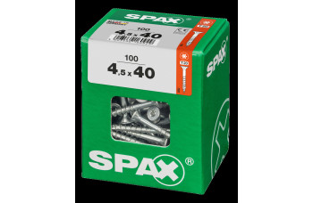 SPAX SPAANPLAATSCHROEF 4,5X40 MM DEELDRAAD VZ PK TORX T20 DOOS 100 ST.