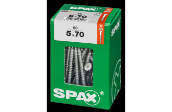 SPAX SPAANPLAATSCHROEF 5X70 MM DEELDRAAD VZ PK TORX T20 DOOS 50 ST.