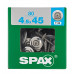SPAX SPENGLERSCHROEF 4,5X45 MM VOLDR RVS LENSKOP TORX T20 DOOS 80 ST.