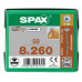 SPAX HI.FORCE SCHROEF 8X260 MM DEELDR VZ TELLERKOP TORX T40 DS 50 ST.