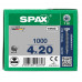 SPAX SPAANPLAATSCHROEF 4X20 MM VOLDRAAD VZ PK TORX T20 DOOS 1000 ST.