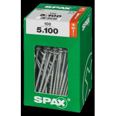 SPAX SPAANPLAATSCHROEF 5X100 MM DEELDRAAD VZ PK TORX T20 DOOS 100 ST.