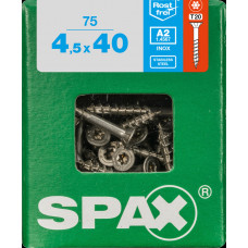 SPAX SPAANPLAATSCHROEF 4,5X40 MM DEELDRAAD RVS PK TORX T20 DOOS 75 ST.