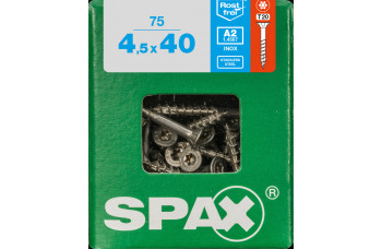 SPAX SPAANPLAATSCHROEF 4,5X40 MM DEELDRAAD RVS PK TORX T20 DOOS 75 ST.