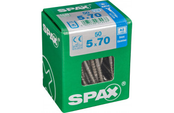 SPAX SPAANPLAATSCHROEF 5X70 MM DEELDRAAD RVS PK TORX T20 DOOS 50 ST.